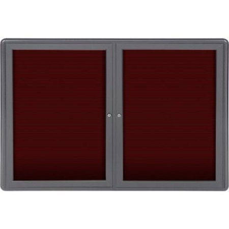GHENT Ghent Ovation Letter Board - Indoor - 2 Door - Burgundy w/Gray Frame - 47"W x 34"H OVG2-BBG